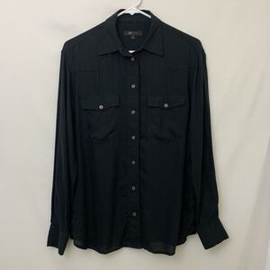 Frye Women's Black Button Up Blouse Size S Long Sleeve Lightweight